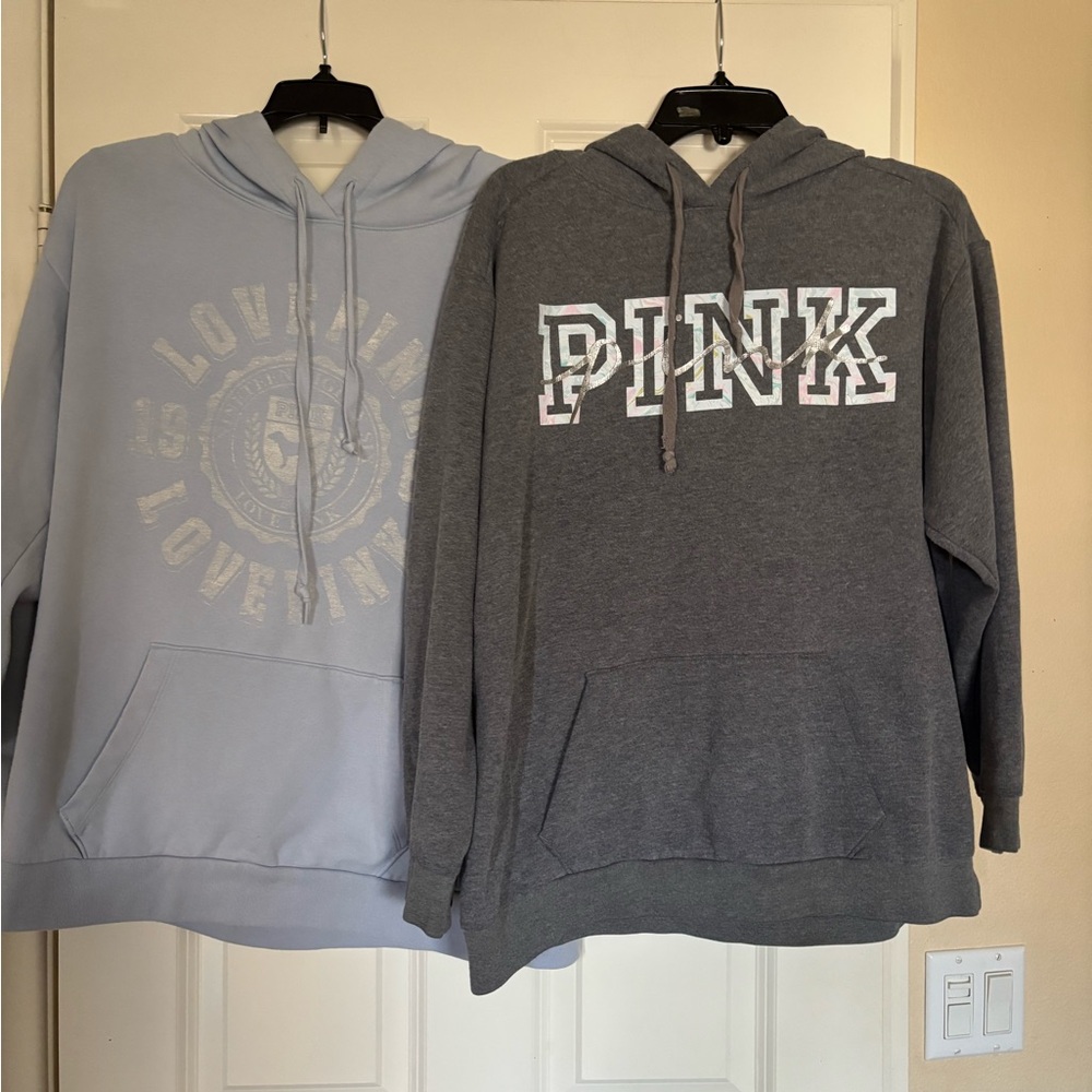 Women’s Gray and light blue PINK Victoria's Secret Hoodies size large
